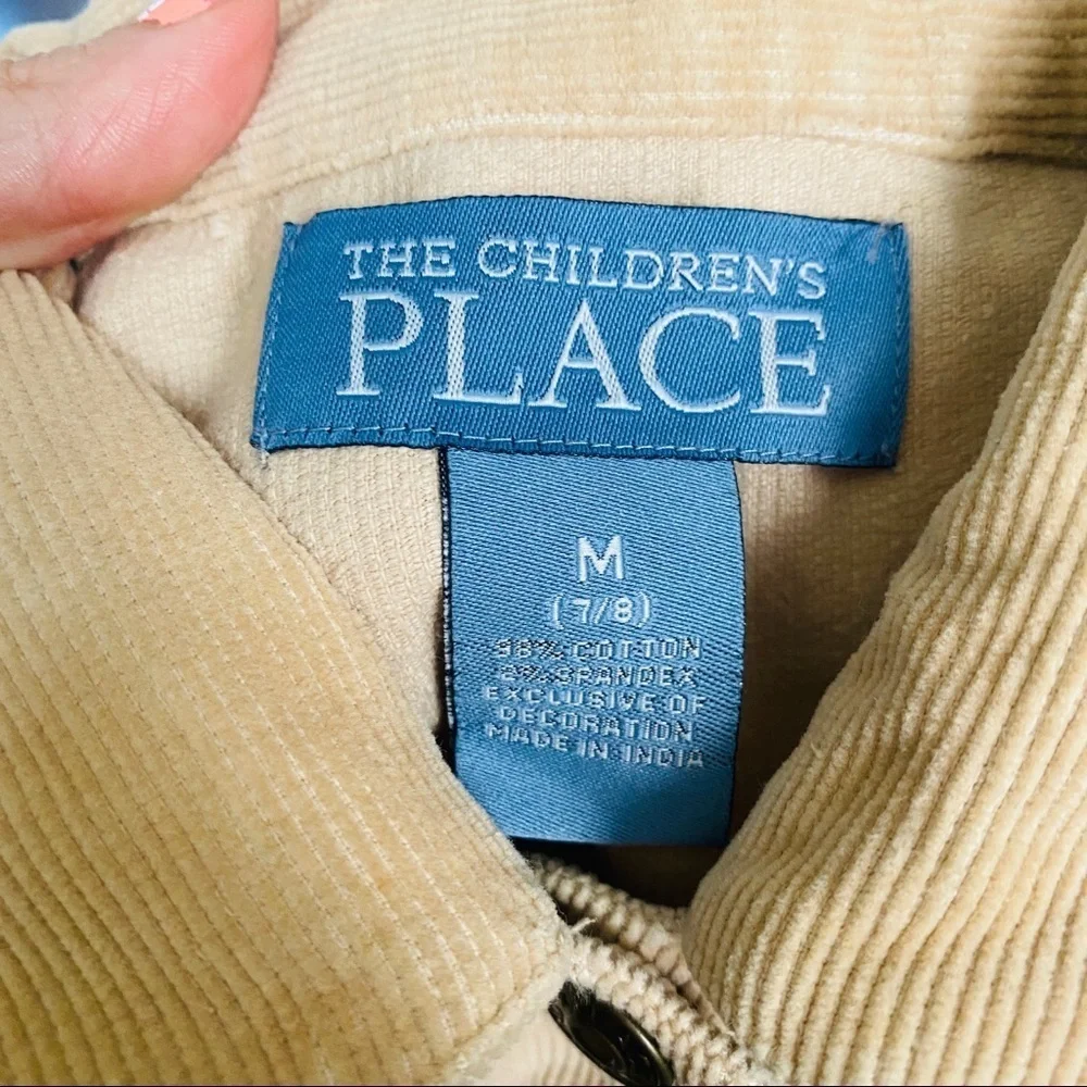 The Children's Place Beige Corduroy Jacket Love Hippie Embroidered Sz M